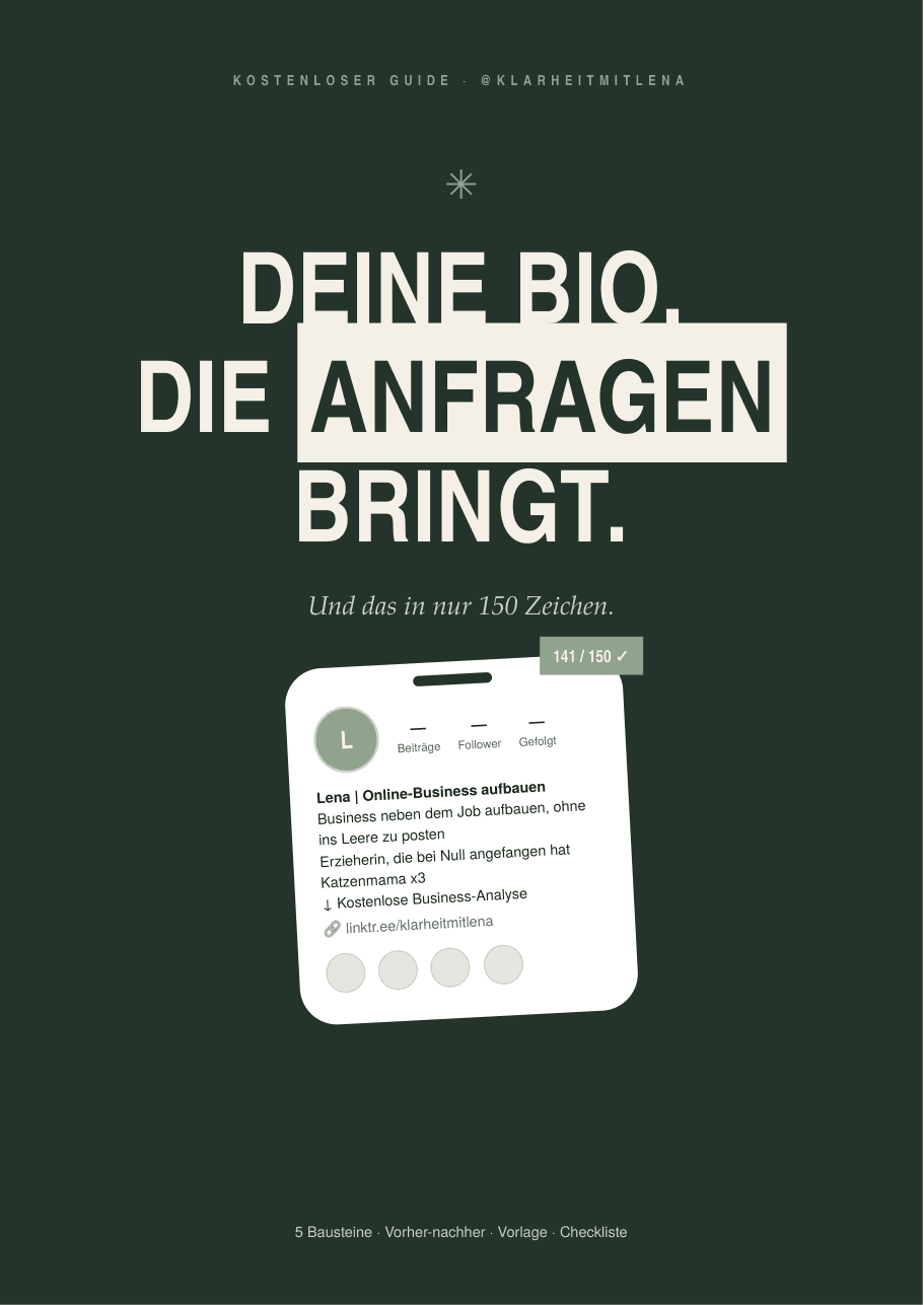 Titelseite: Deine Bio, die Anfragen bringt.